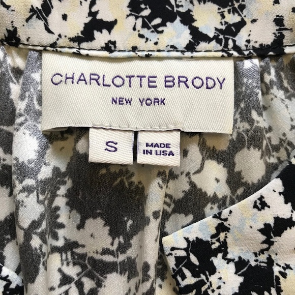 NWOT Charlotte Brody Midi Dress Womens Small Black Blue Silk Tassel Belt V-Neck - Picture 4 of 12